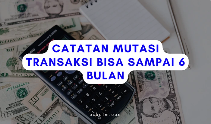 Catatan Mutasi Transaksi Bisa Sampai 6 Bulan