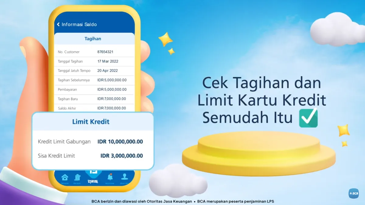 cara cek limit kartu kredit bca lewat bca mobile